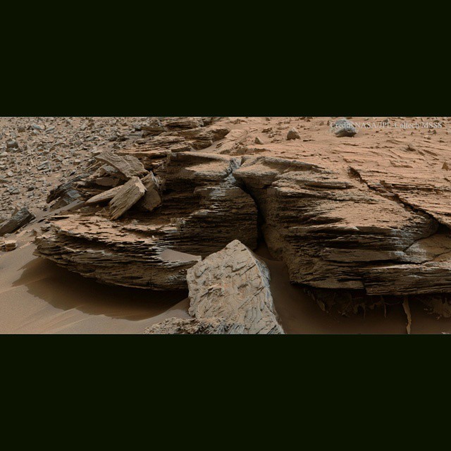 Layered Rocks near Mount Sharp on Mars #nasa #apod #jpl #curiosity #rover #mars #mountsharp