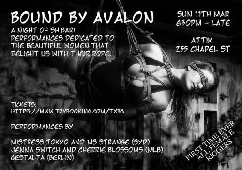 Bound by Avalon - 11th March, Melbourne, dedicated to Women, an evening of Japanese rope performance