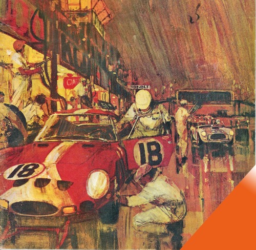 George Bartell, illustrations, 1963-65. 1 cover of Sports Car, 1965. 2 Sebring 1964. 3 Le Mans 1963.