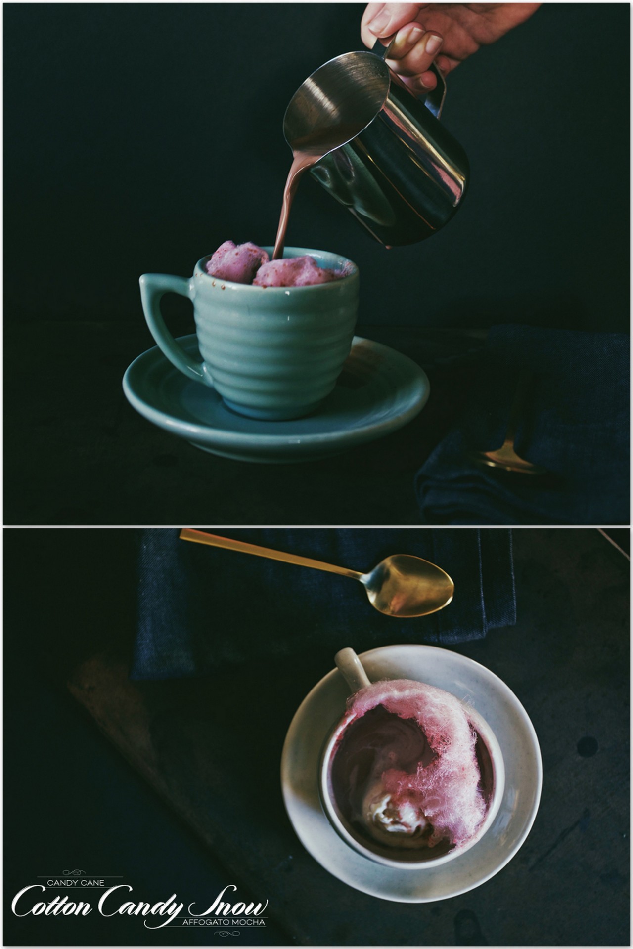 daddyslittleflame:  truebluemeandyou:  DIY Cotton Candy Snow Affogato Mocha Recipe