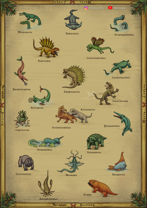 mariolanzas:Permian Bestiary Previosly I made a series of Bestiaries including animals of the Mesozo