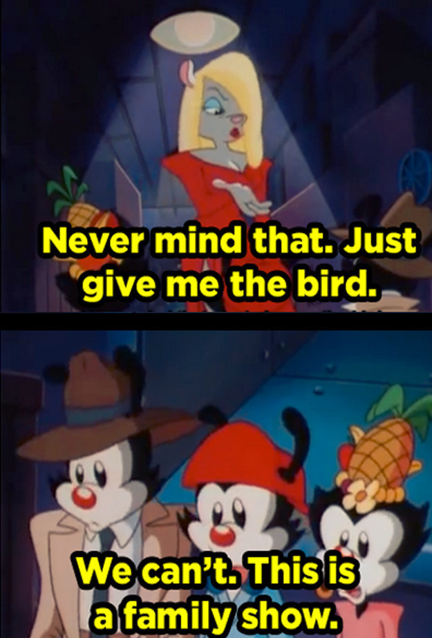 storgebeaute:  paintmemidnightblue:  buzzfeedrewind:Adult Jokes In “Animaniacs”