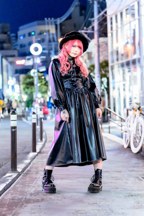 tokyo-fashion:Japanese tattoo model Nougami on Cat Street in Harajuku wearing a Jouetie faux leather