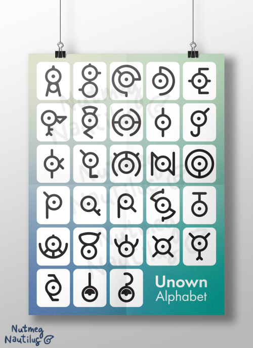 Designed this Unown poster for fun after spending a few nights catching them all in Solaceon Ruins. 