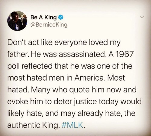 Bernice King is the daughter of MLK. #context