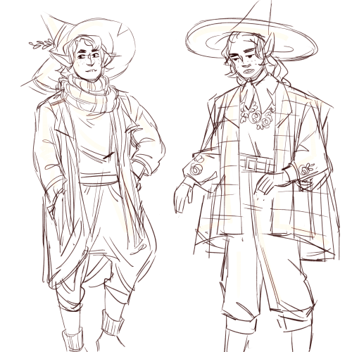 herbgerblin: [ID: Four sketches of Taako, an elven wizard, in different outfits. The first outfit lo