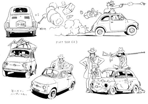 as-warm-as-choco: Model sheets of vehicles from Hayao Miyazaki’s first feature film Lupin III: