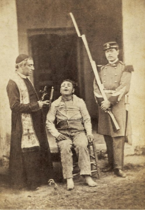 Post mortem photograph of an Italian brigand, Naples, circa 1860’s.