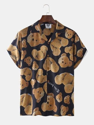 colorfultimetravelbeard:Funny Teddy Bear Print Short Sleeve Shirts out HEREGet all of them HERE20% O