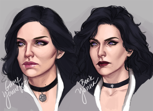 drawingllamas:a comparison between book and game Yennefer because as much as i loved her in the game