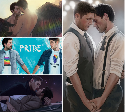 winchester-reload: So anyway, here’s a bunch of my destiel art for no reason. GODDAMN WHERE HA