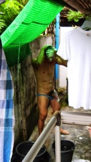 spycamdude2: Latino neighbor taking shower  Like spy? take a sneaky peek! The biggest spy cams archi