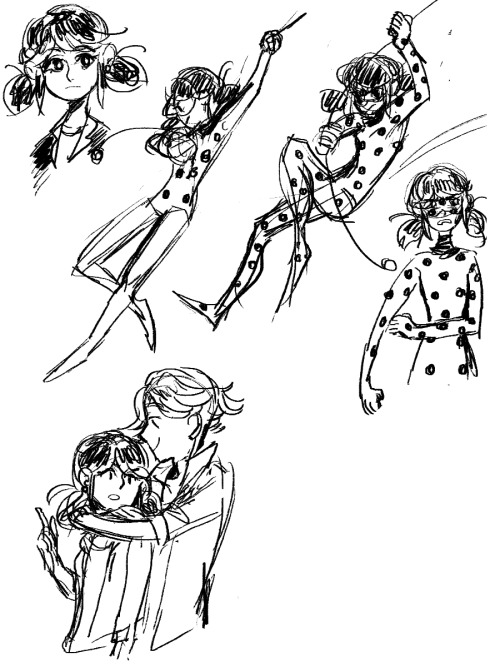 autumn-en:  My doodle dump. Featuring a lot of costume designs, cheeky Chats and a scene from Chapter 3 from the Oh Take Me Back to the Start fic by @mimosaeyes. I really want to work on their childhood friend Adrinette AU too!