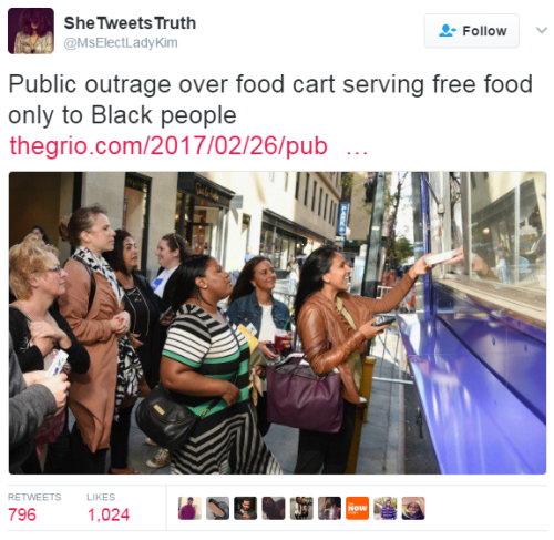 jesussaysno:  prettyboyshyflizzy: babycixo:   ghettablasta: neither do I  White women in the back look jealous as hell 😂😂   😂   It wasn’t even a food cart it was a metal table  😂😂 white ppl I swear y'all trip me up.