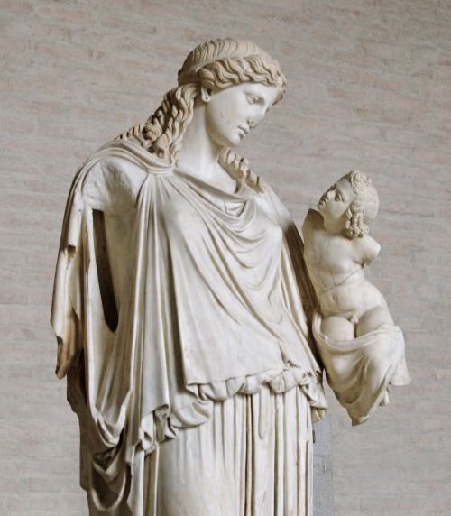 lionofchaeronea:Eirene (Peace) holding Ploutos (Wealth).  Roman copy after a lost Greek original by 