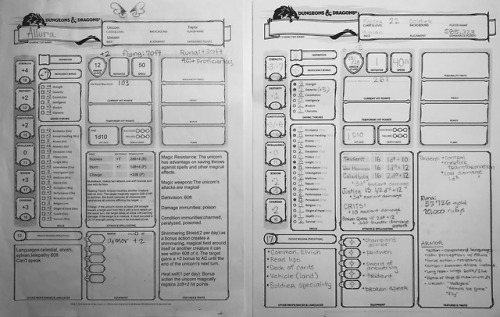 These were my character sheets and journal I had for my first DnD character, Runa Wrighte, a human c