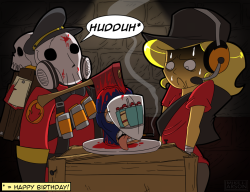 This is a birthday picture for my good friend, Steff! In case your curious as to why it&rsquo;s TF2-themed, then maybe the present I made for her in 2012 might shed some light, as well as the one I made last year.