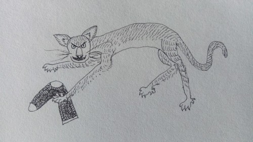wilder-than-moon-light:Inktober Day 5: LongIt’s Dolores, a long kitty.