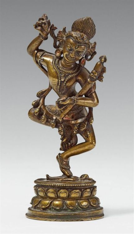 A Northeast Indian brass figure of Heruka. Pala style