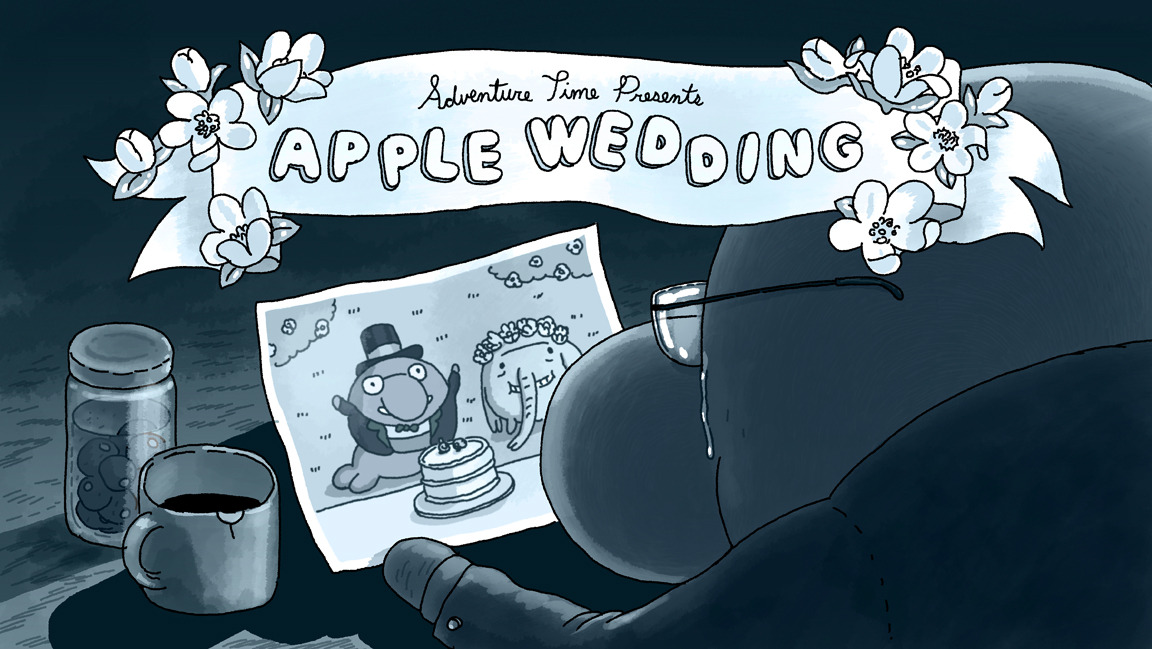    Apple Wedding - title card designed by Steve Wolfhard painted by Nick Jennings