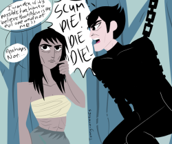 to-my-ovaries:Samurai Jackie and guy Ashi :)))) she got abs  hehe X3