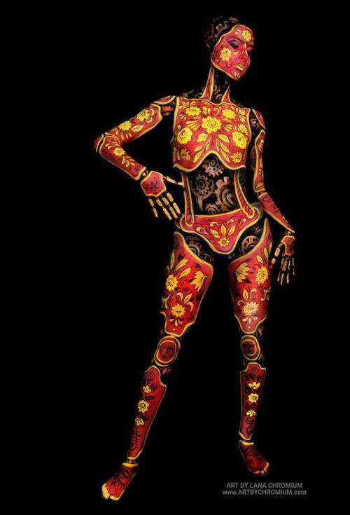 steampunktendencies:    “Wooden Mechanical Doll” Bodypainting & photography by Lana ChromiumModel: Yesenia   
