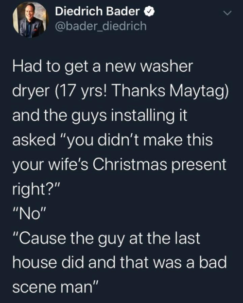 whitepeopletwitter:  Yea, the washer/dryer is more of a wedding anniversary gift