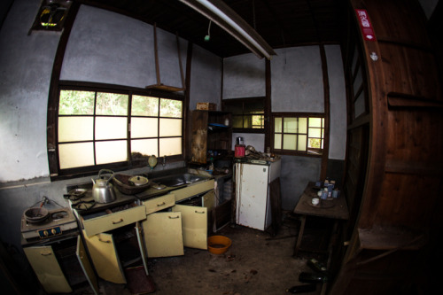 The kitchen could use some tidying.  Found in a long forgotten school in the Western Japan.