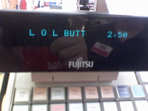 ichewonpushpins:  runatic-lavings:  Look what happens when you ring up Land O Lakes butter on a grocery store cash register  Also, Land O’Lakes Omega-3 Eggs ring up as “LOL OMG EGGS”, which is quite possibly the best thing ever. 