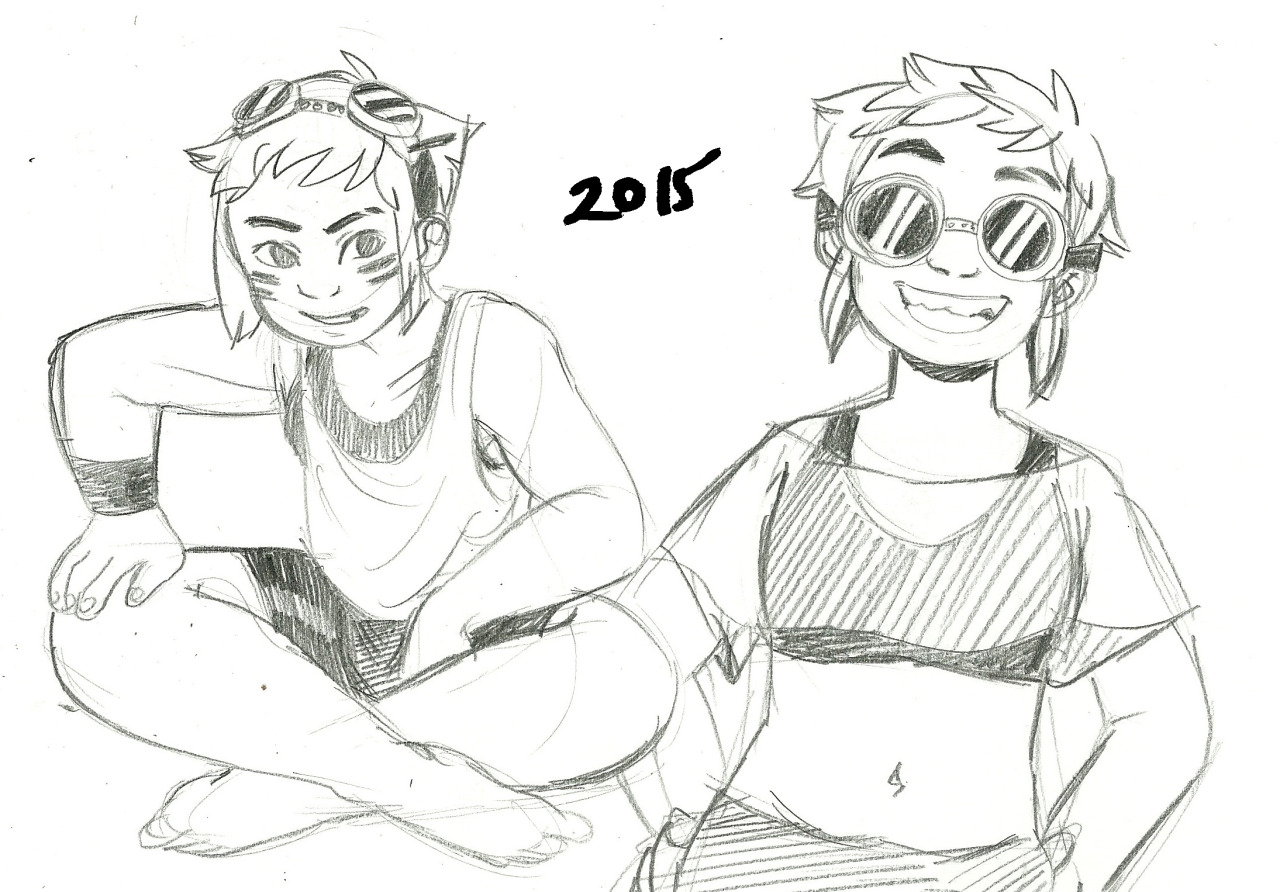 I gathered up some doodles of my OC; RiRi! i made her when i was about 11, and made
