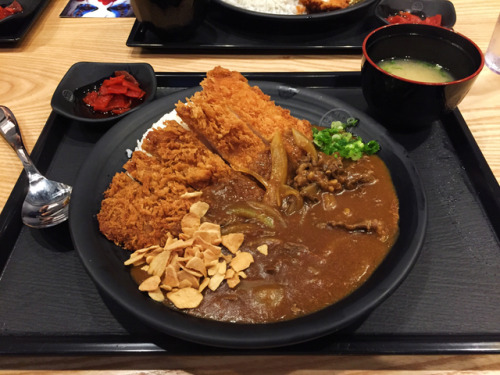 Dinner with witness-stand and POPEYES PAPI @ Abiko Curry - Pork Cutlet Curry (with garlic flakes and