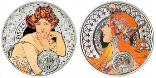 muchofmucha:  A series of twelve coins devoted to the 150th anniversary of Alphonse Mucha 