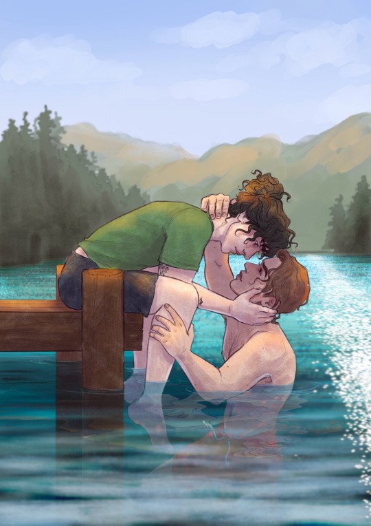 dreaminginpencil:taking a swim break - bets on if Steve is gonna kiss him or pull him in?