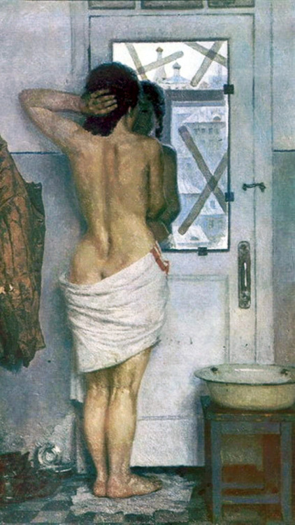 bellsofsaintclements:“Przed lustrem / In front of the mirror” by Russian painter Gely Mi