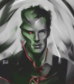 weearts:  Benedict Cumberbatch Martian Manhunter sketch. Little shape shifting action. This is still a rumor, but a very cool one I’d like to see happen! Cheers, thanks for looking!