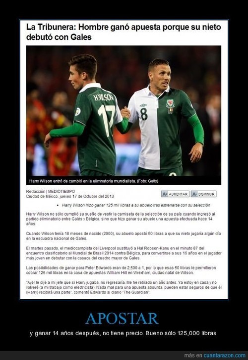 memator:APOSTAR - y ganar 14 años después, no tiene precio. Bueno sólo… http://ift.tt/1c2b4W8