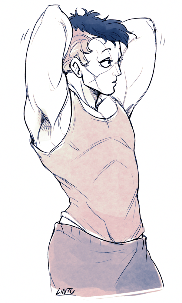 lintufriikki:  tiny ponytail… ;w; Josuke is pouting because he has a “bad hair