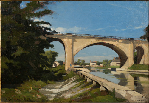 Henri-Joseph Harpignies - Le pont de chemin de fer à la Briare - 1888Henri-Joseph Harpignies - Paysa