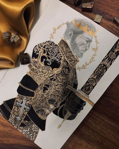 thecollectibles:  For Inktober 2019, the artist Felix abel Klaer   is using a personal theme of Kings and Queens to create richly decorated drawings of legendary characters from film and literature.    Follow us at Instagram for more Inktober features.