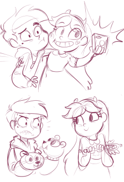 Sharkie-19:Star And Marco Sketches. :I