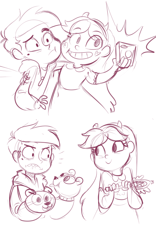 sharkie-19:Star and Marco sketches. :I
