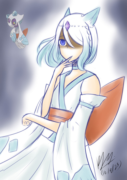 There Was A Prompt On Twitter Where You Draw Your Wol As A Pokemon Gijinka.So Here's P'heon As Froslass