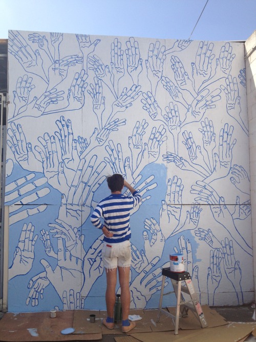 homelyhook:Really excited about my good buddy, Forrest Perrine, doing a mural on our studio wall. &n