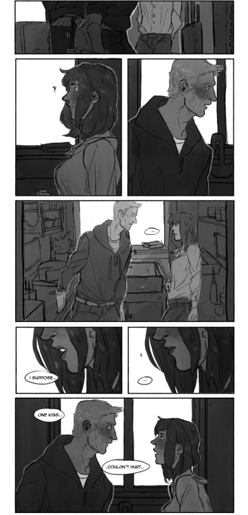 eeveevie:  I commissioned siriusdraws to take the BIG DAMN KISS scene I wrote for The Way You Make Me Feel and adapt it into a comic. Word can’t express how happy and pleased and overall screaming fangirl I am about all this–I hope you enjoy it