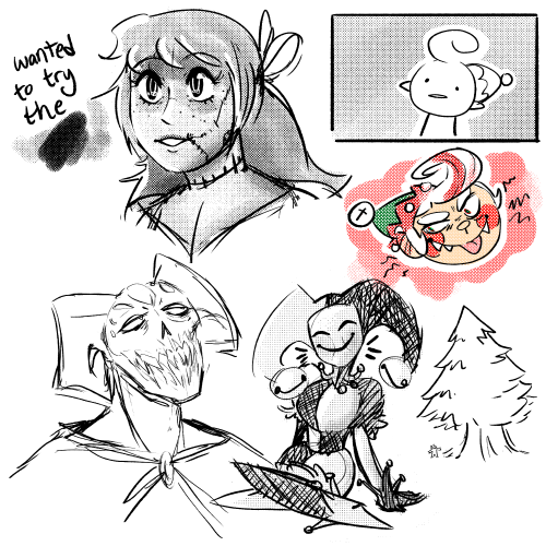 Assorted DND doodles (the christmas elf belongs to @retrotrickster ! ) 