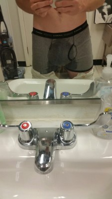 wettingguy94:  Peed through my undies at work! They got pretty wet… 