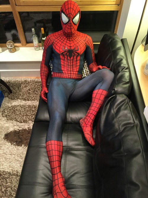 cycleracer:  Me in my spiderman suit chilling on the sofa. 