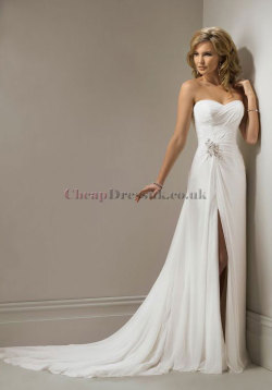 my-wedding&ndash;dream:  Floor-Length Asymmetric Waist Chiffon Sweetheart Sleeveless Wedding Dress with Beading