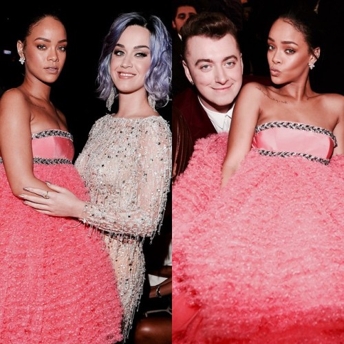 Queen n1 with queen n2 and King n3. #Rihanna #KatyPerry #SamSmith #Grammys