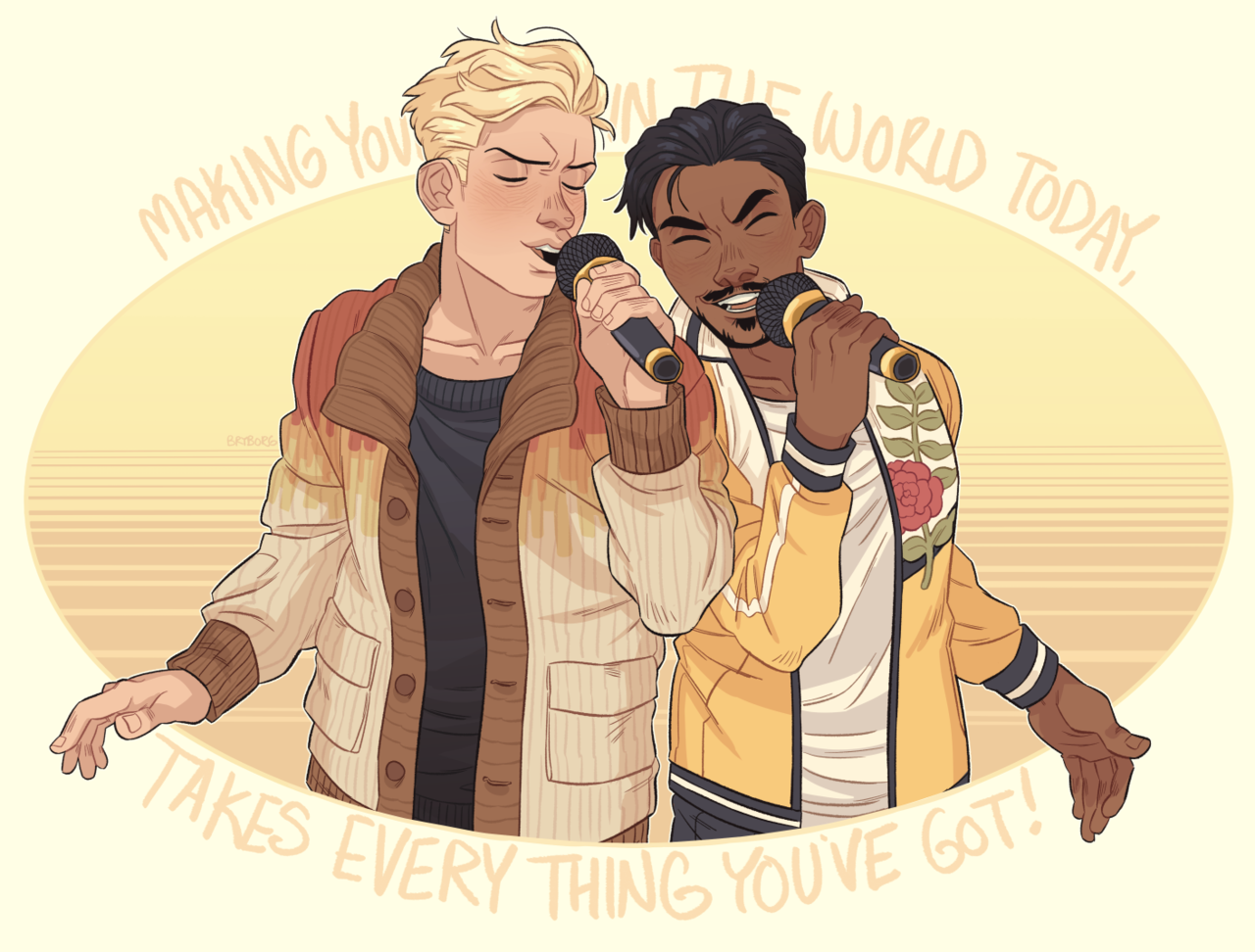 bryborg: Hayes and Sebastian, singing some karaoke at the bar :’D They’re both